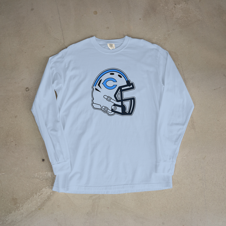 Chanute Blue Comets Helmet Comfort Colors® Long Sleeve Tee