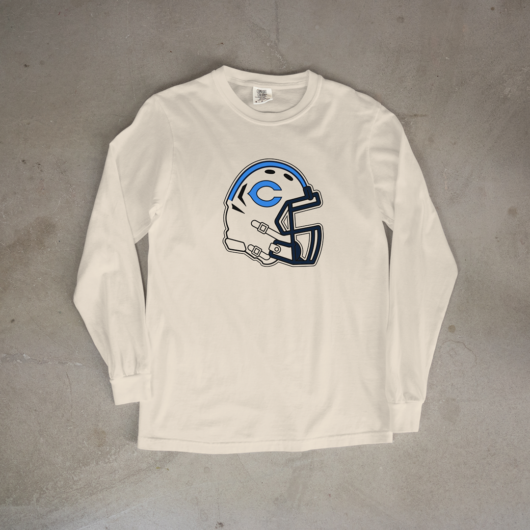 Chanute Blue Comets Helmet Comfort Colors® Long Sleeve Tee