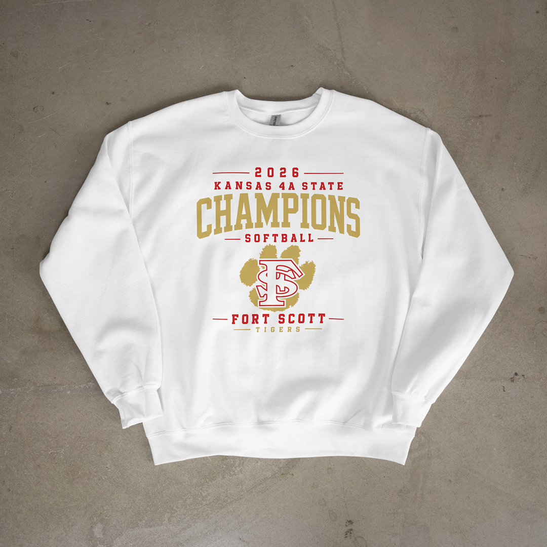 Fort Scott Tigers Softball 2026 State Champions Roster Edition Crewneck