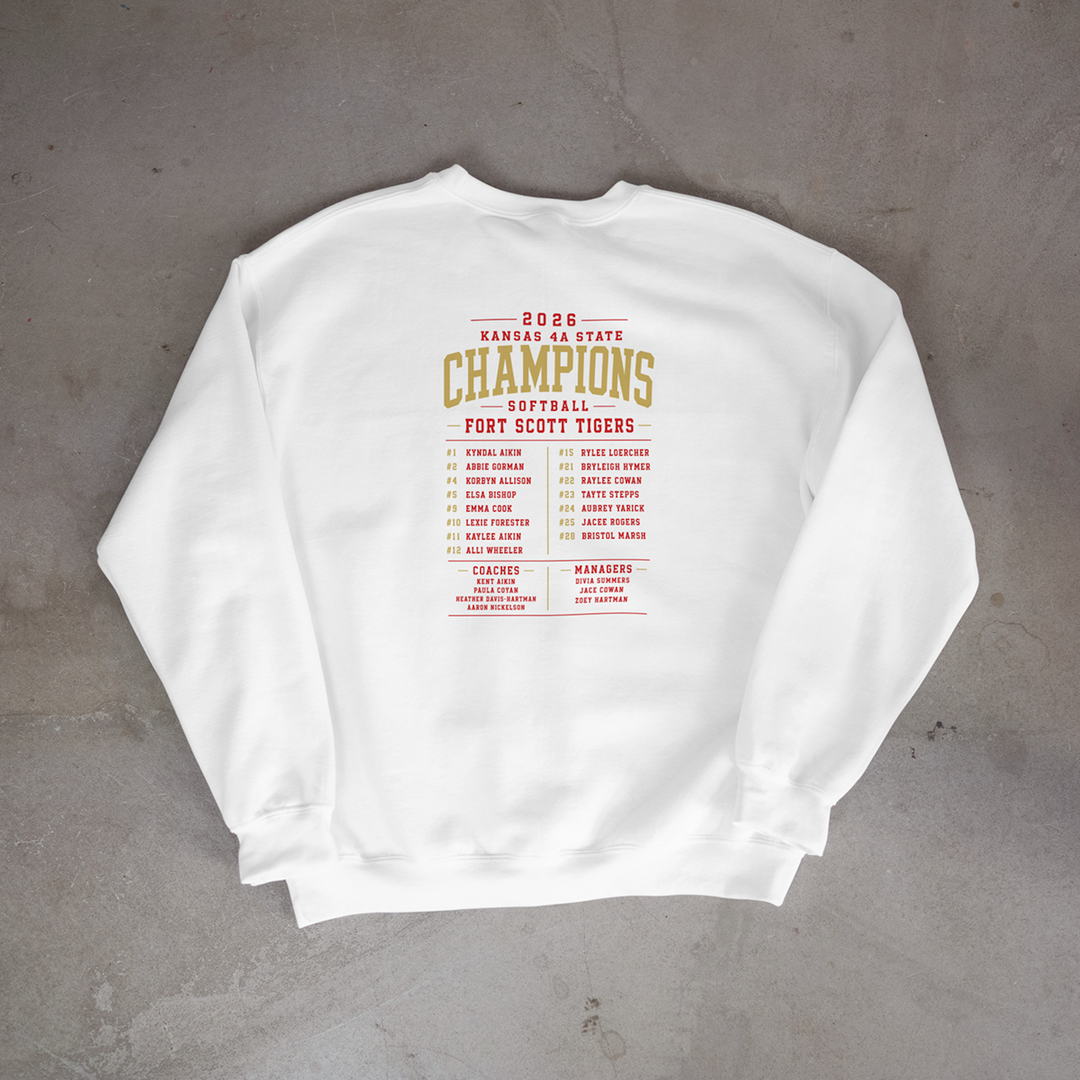 Fort Scott Tigers Softball 2026 State Champions Roster Edition Crewneck