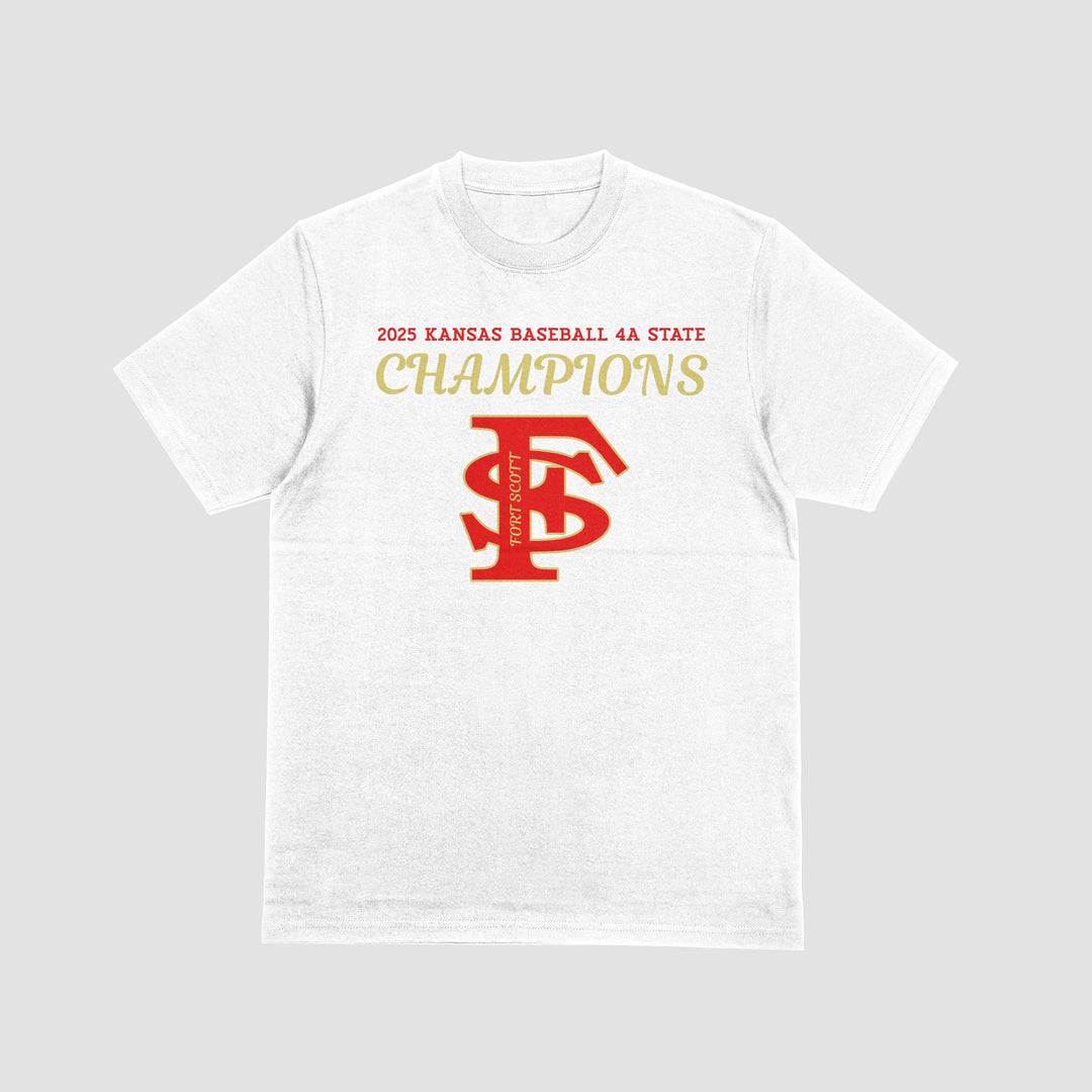 Fort Scott Tigers Baseball 2025 State Champions Heavyweight Short Sleeve Tee