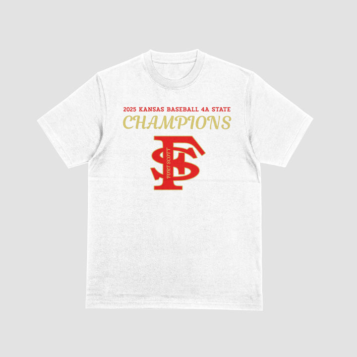 Fort Scott Tigers Baseball 2025 State Champions Heavyweight Short Sleeve Tee