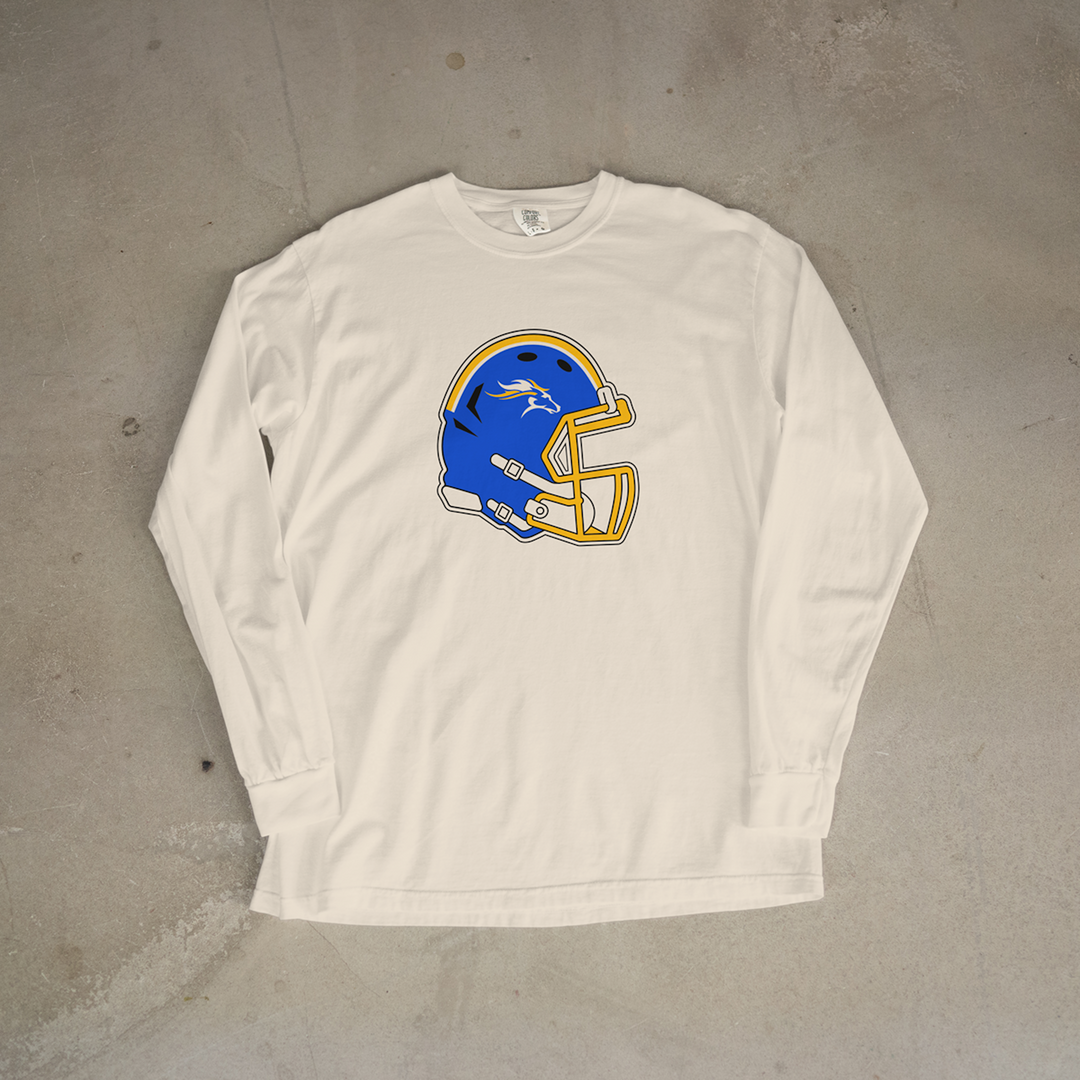 Iola Mustangs Helmet Comfort Colors® Long Sleeve Tee