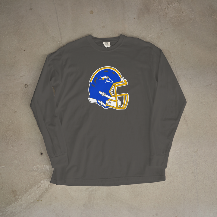Iola Mustangs Helmet Comfort Colors® Long Sleeve Tee