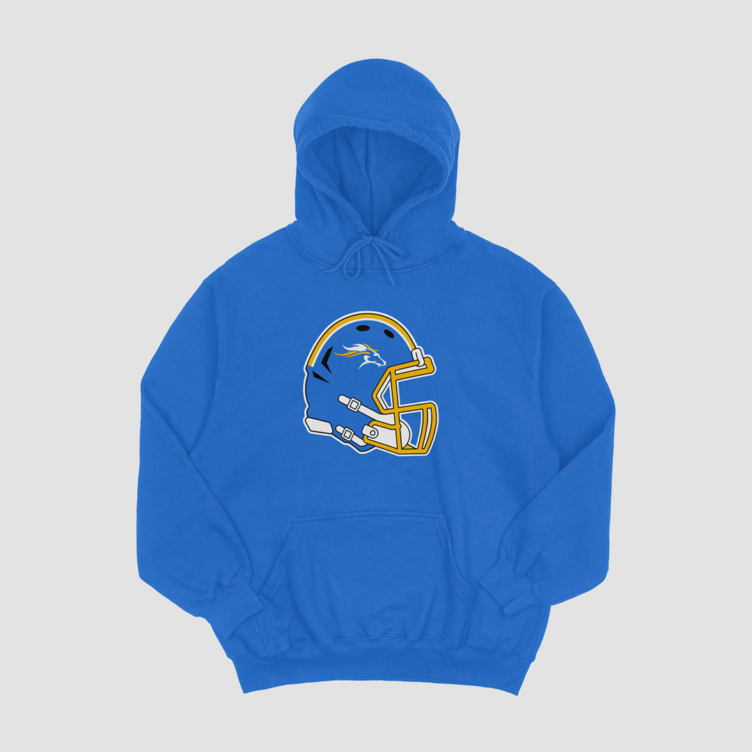 Iola Mustangs Helmet Hooded Fleece
