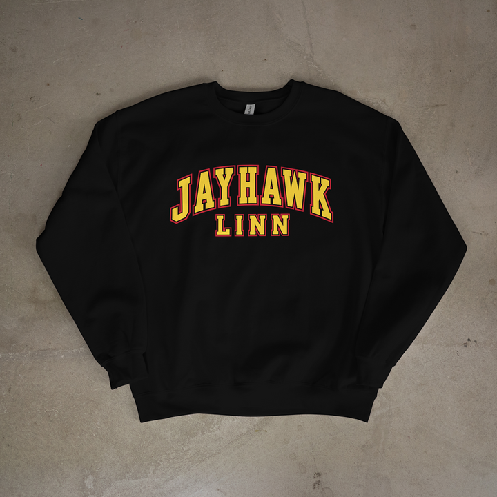 Jayhawk-Linn Stacked Wordmark Crewneck