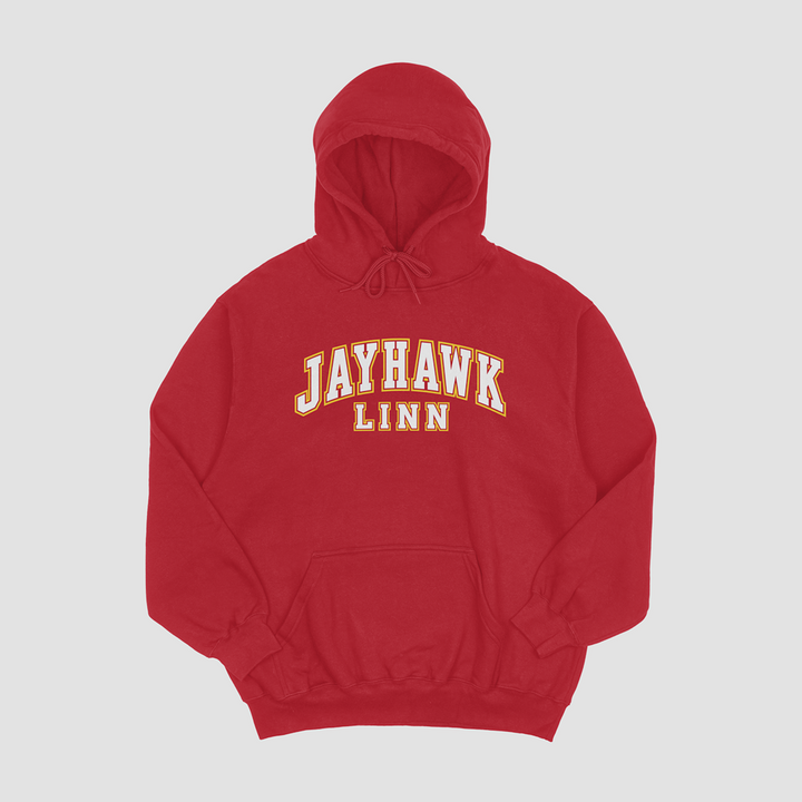 Jayhawk-Linn Stacked Wordmark Hooded Fleece