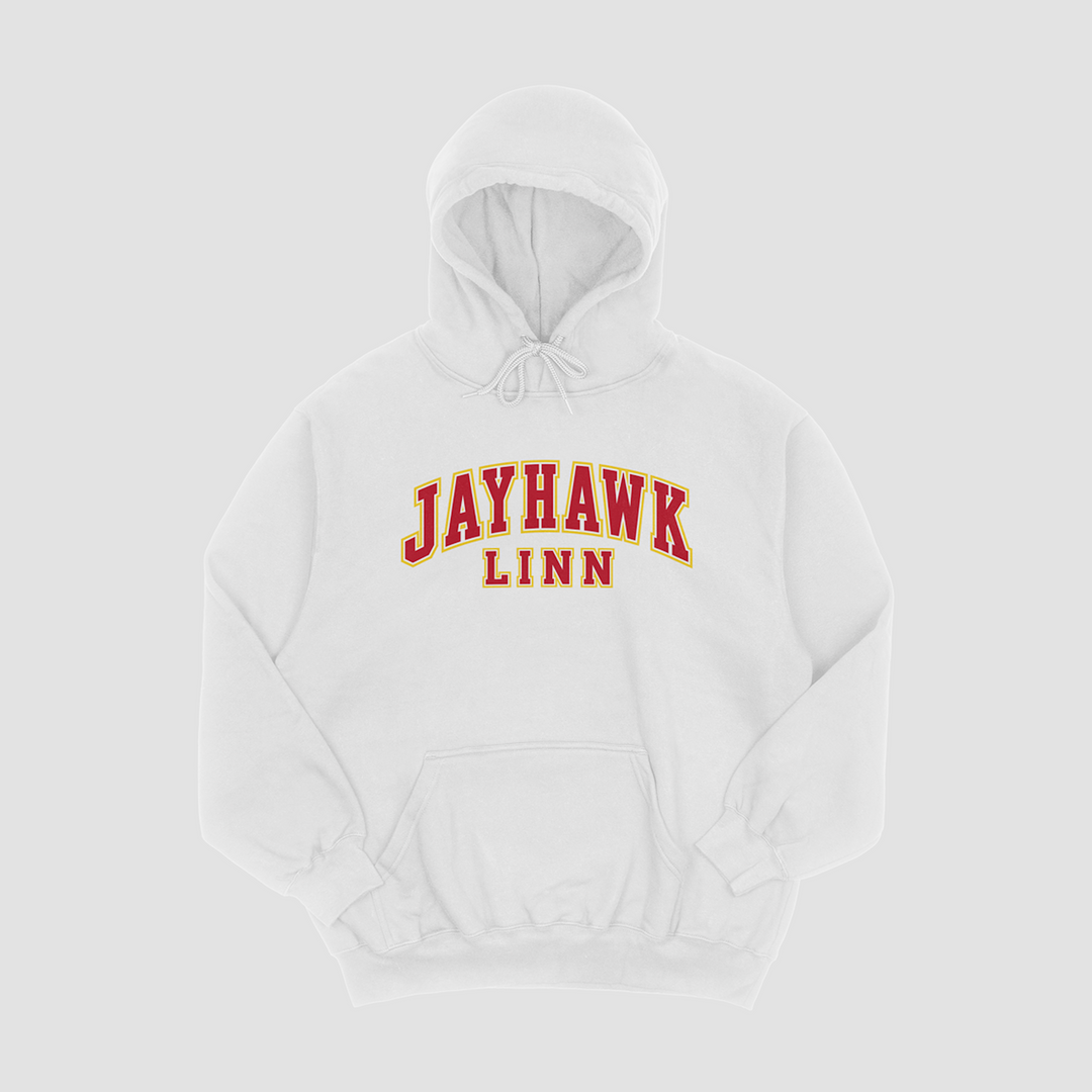 Jayhawk-Linn Stacked Wordmark Hooded Fleece