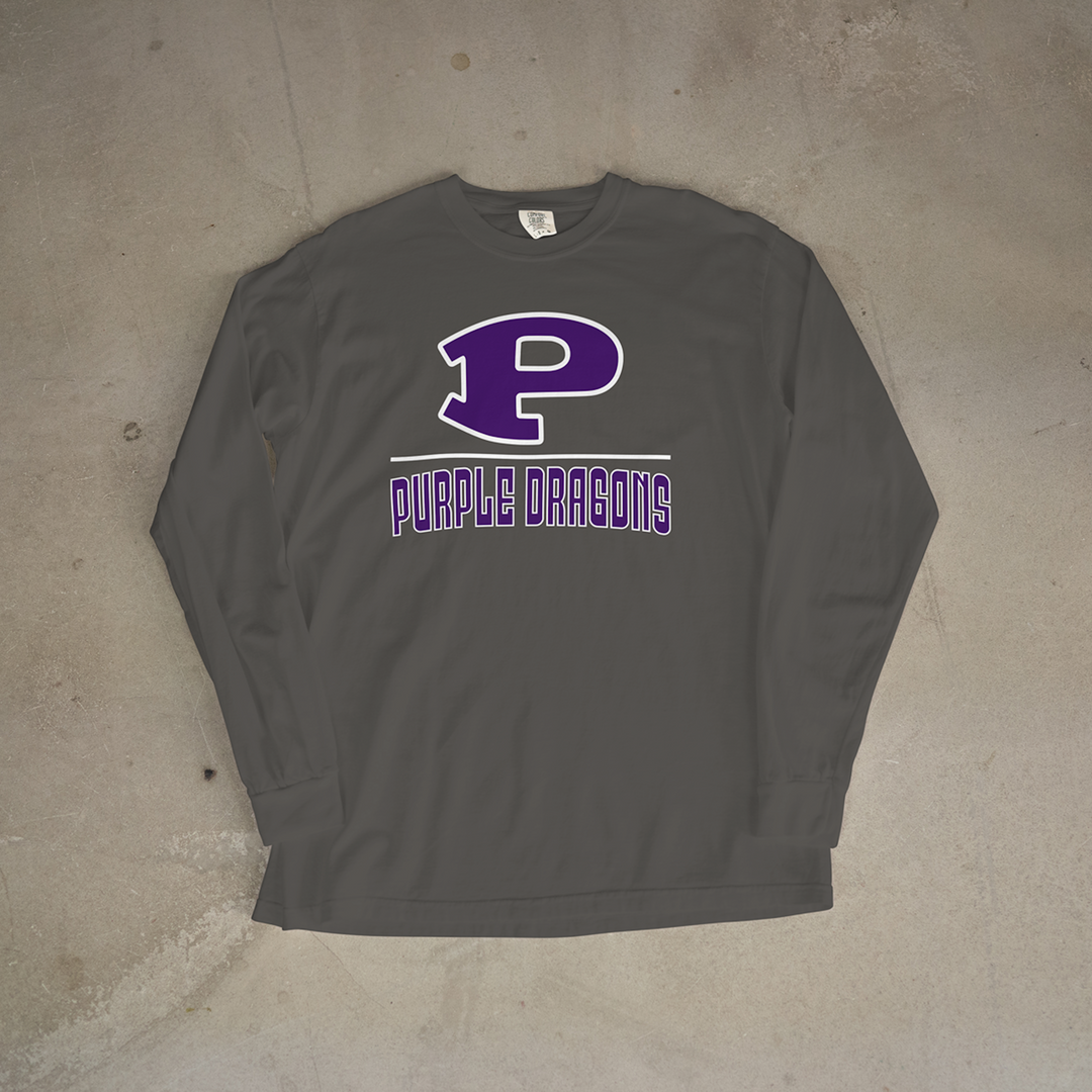 Pittsburg Purple Dragons Lockup Comfort Colors® Long Sleeve Tee
