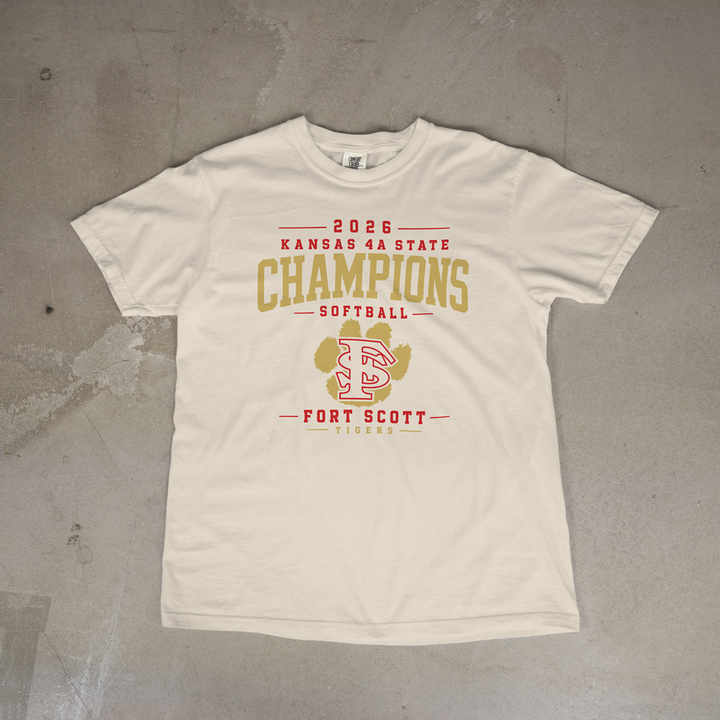 Fort Scott Tigers Softball 2026 State Champions Roster Edition Comfort Colors® Short Sleeve Tee