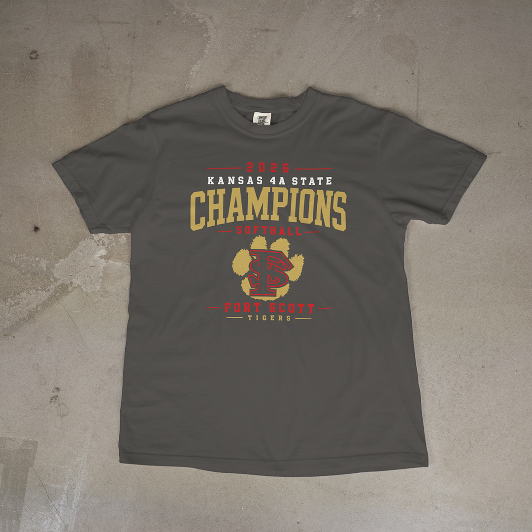 Fort Scott Tigers Softball 2026 State Champions Roster Edition Comfort Colors® Short Sleeve Tee