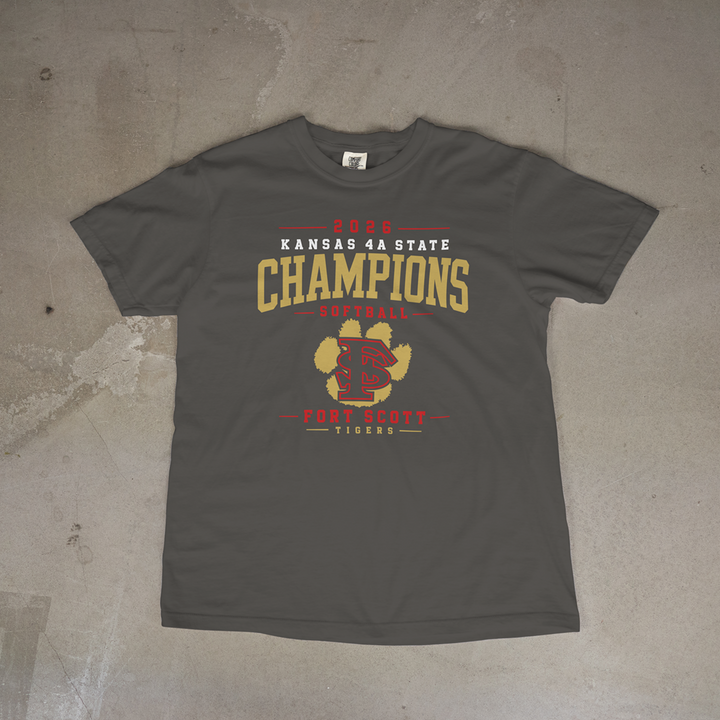 Fort Scott Tigers Softball 2026 State Champions Roster Edition Comfort Colors® Short Sleeve Tee