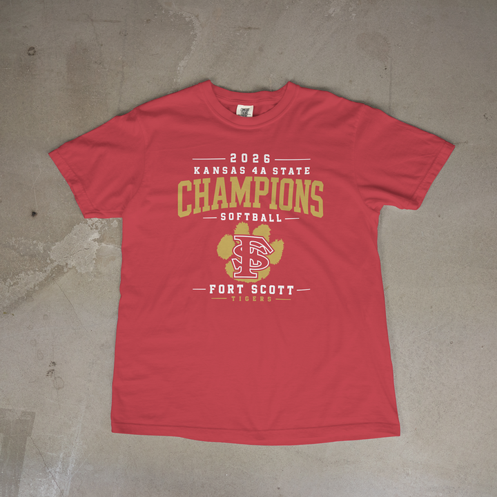 Fort Scott Tigers Softball 2026 State Champions Roster Edition Comfort Colors® Short Sleeve Tee